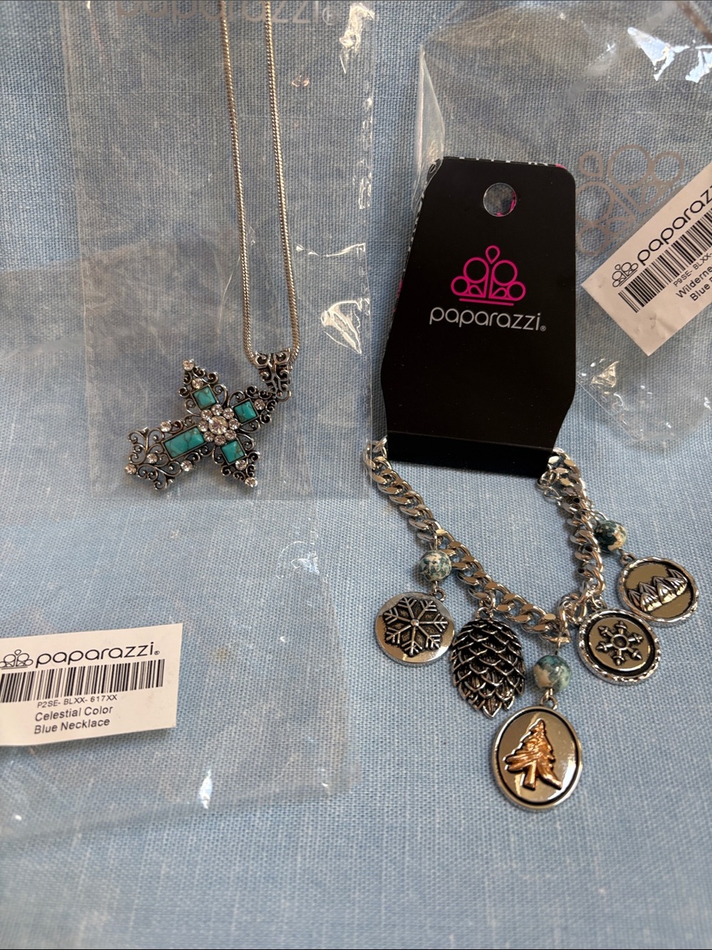 paparazzi Silver-Tone Turquoise Cross Pendant Necklace